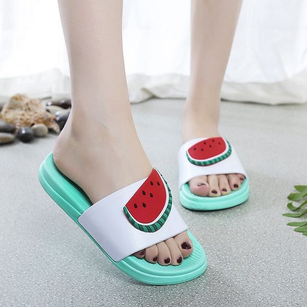 

2019 cartoon fruit women slippers watermelon banana home slippers summer sandals slides women shoes flip flops sandalias mujer 9, Black