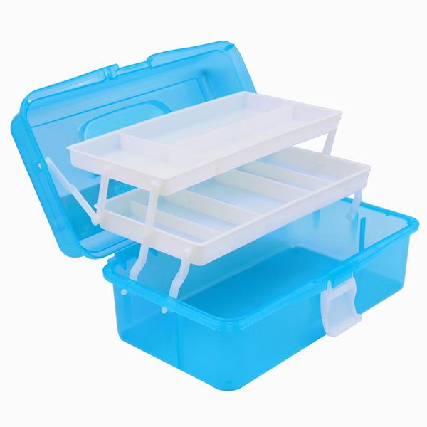 

plastic three-layer storage box case desk organizer art tool box for painting tool stationery nail art set supplies