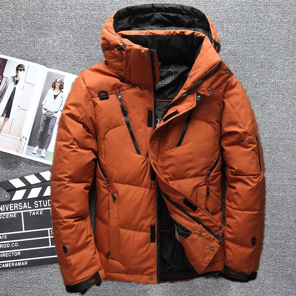 

nice winter 91% white duck down jacket men coat snow wellestern parkas male warm brand clothing down jacket, Black