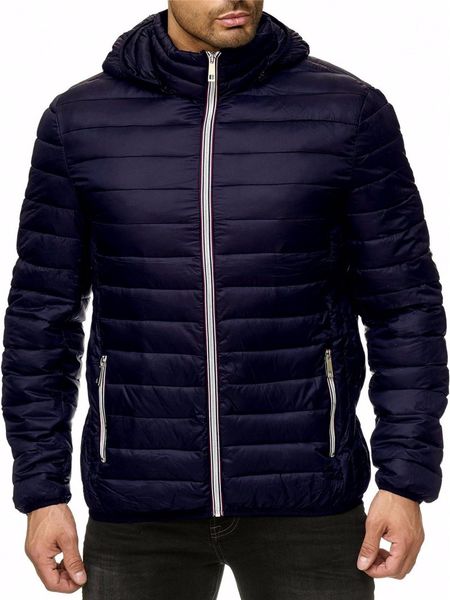 

designer mens thin parkas solid color hooded zipper fly winter jacket fashion mens casual warm coats, Black