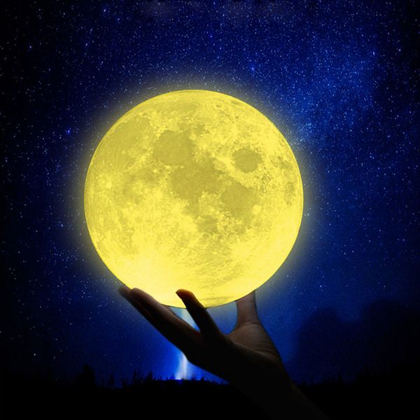 

rechargeable night light 3d print moon lamp 3 color change touch switch bedroom bookcase nightlight home decor creative gift