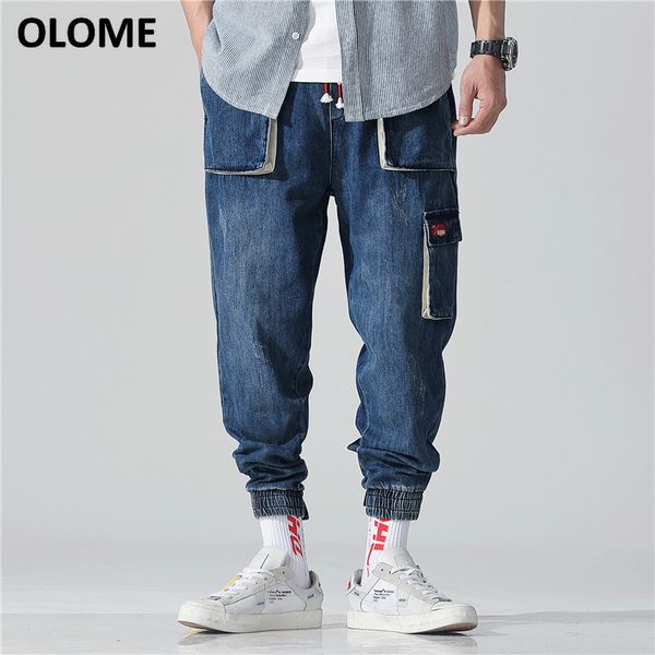 

spring new jeans men's loose size casual overalls japanese fashion pants jeans men ropa de hombre 2019 men, Blue