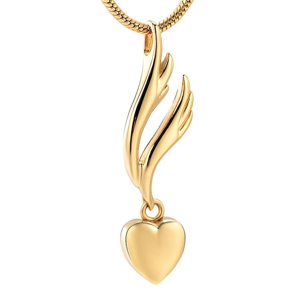 

lkj12440 wing of heart design flying my dream heart cremation pendant hold love ones ashes keepsake jewelry stainless steel, Silver