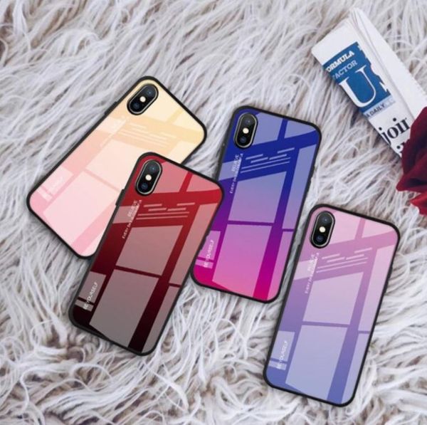 

чехол для телефона с градиентом из закаленного стекла для: iphone samsung galaxy 6s 7 8 x xr xs max s8 s9 s10 чехол