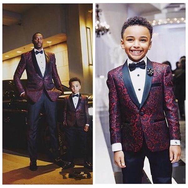 

2020 two pieces groom formal wedding tuxedos slim fitted shawl lapel mens business father and boy matching suits (jacket+pant+bowtie, Black;gray
