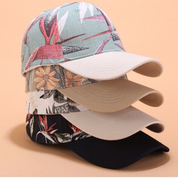 

fashion floral baseball cap for women summer snapback female cap outdoor sports trucker hat curved sunhat bone, Blue;gray