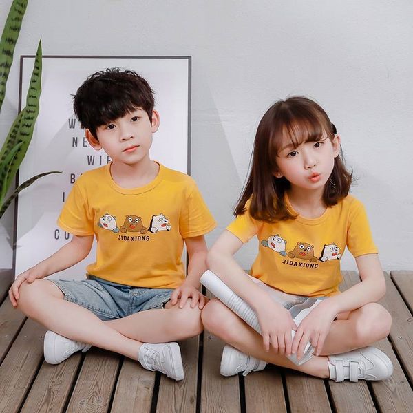 

25owd short-sleeved t-shirt boys' pure cotton clothing girls' babies children's t-shirt children's clothing middle and l, Blue
