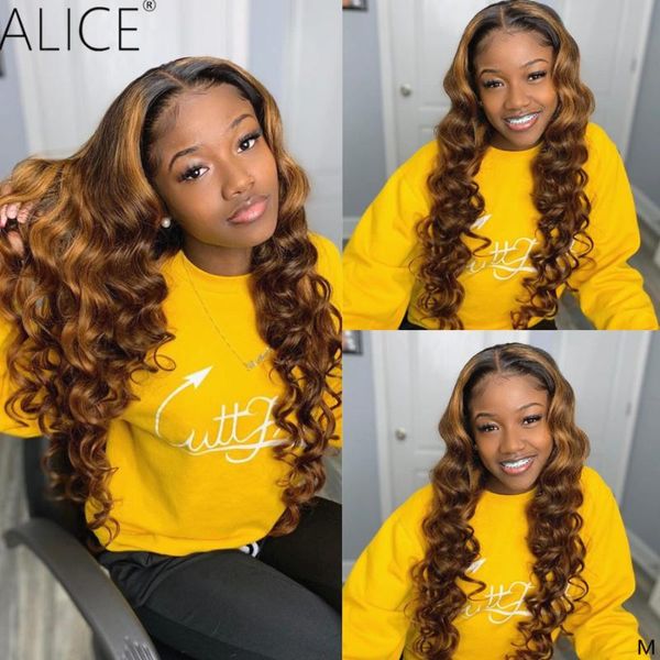 

alice body wave wigs 13x6 130% 150% density with baby hair 8-24 inches non-remy pre plucked lace front human hair wigs, Black;brown