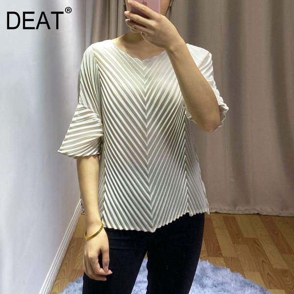 

deat] 2020 плииѬованна ђболка женин flare Ѭђкав кѬђглй воѬоник онкий slim fit во, White