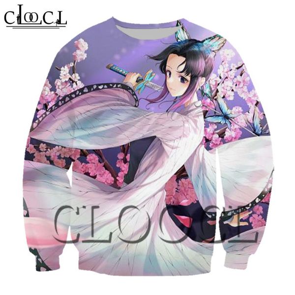 

cloocl 3d print fashion sweatshirt casual style japan anime kochou shinobu men/women tracksuit summer autumn jogging, Black