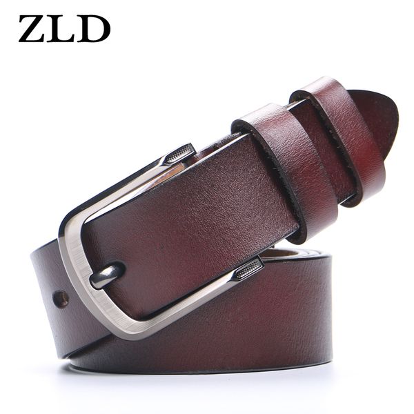 

zld men's belt desinger genuine leather belts men high quality women's belt with pin buckle strap male for jeans men, Black;brown