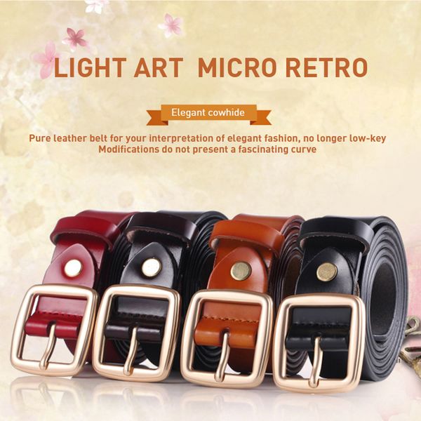 

genuine leather wonen's belt casual alloy pin buckle hollow belt fashion designer women leather strap punching female h024, Black;brown