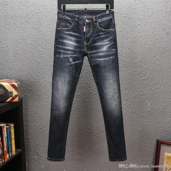 

brand jeans mens luxury designer jeans baggy biker high waisted ripped rock revival black skinny men jean jeckets long pants trousers 02, Blue