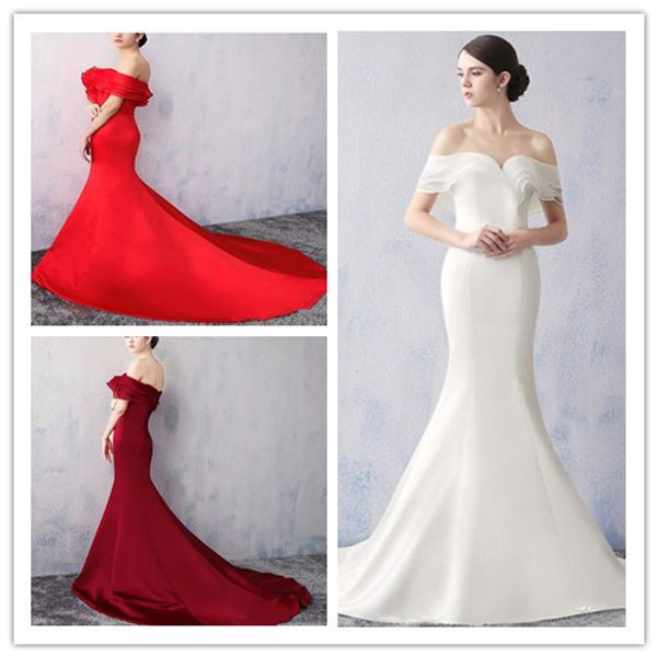 

red mermaid prom dresses strapless long formal dress organza ruffles with neck 2020 high-quality evening dress, Black;red