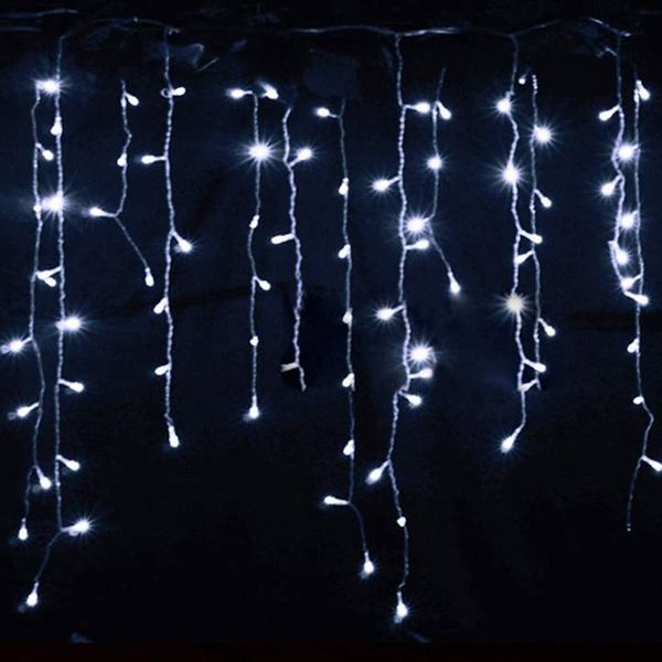 KWB LED-Weihnachtsbeleuchtung, Außendekoration, Lichterkette, 3,5 m, hängende LED-Vorhang-Eiszapfen-Lichterkette, Weiß/Warmweiß/RGB/Blau, Neujahr, Hochzeit