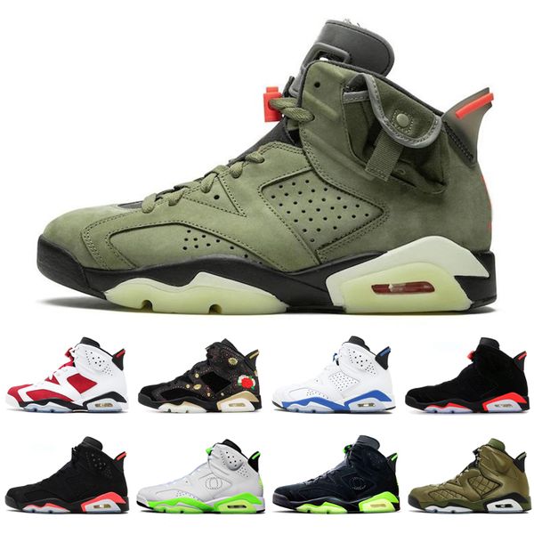 

2020 bred 6 6s mens basketball shoes tinker unc black cat infrared blue carmine men trainers sports sneakers size 13