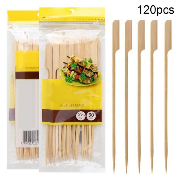 

120pcs 20см бамбуковые шпажки овощи одноразовые фрукты зубочистки гриль барбекю открытый барбекю пикник строка мяса cooking инструменты