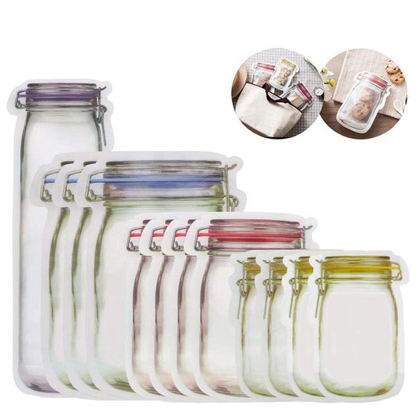 

seal reusable mason jar bottles organizer bags container zipper bags storage organizer kitchen