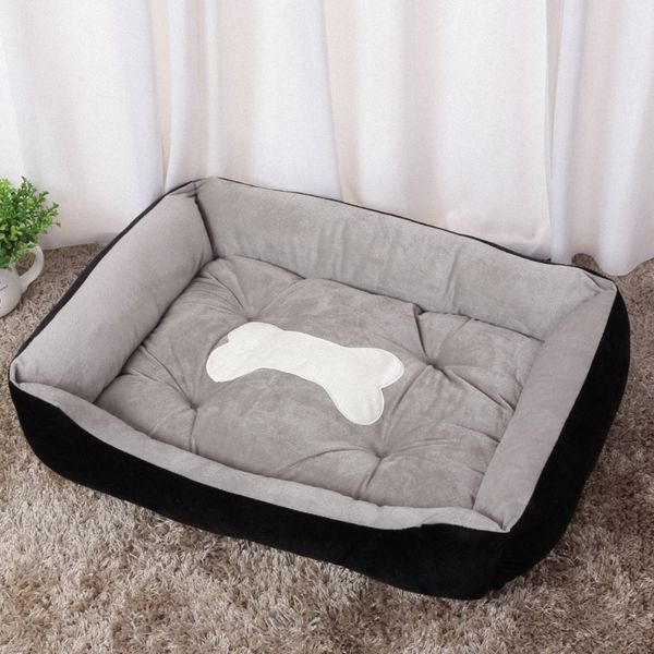 

soft fleece pet dog bed cushion bone print sofa warm dog beds for big dogs puppy four season mat house bed kennel cama perro