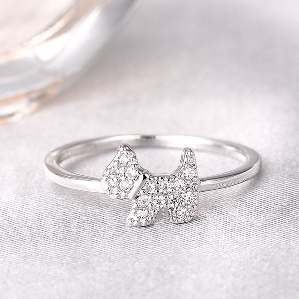 

925s fashion puppy cubic zircon ring wedding ring white gold for women ing, Silver