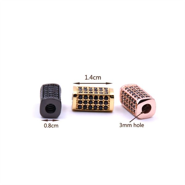 

micro-inlaid cubic zircon connector jewelry bracelet necklace rectangular charm findings fashion pendant rose gold sliver, Bronze;silver
