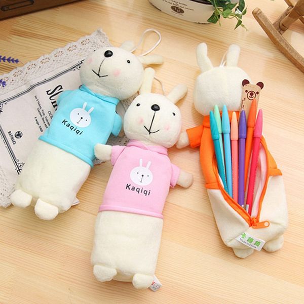 

korean cartoon pencil bag plush pouch kawaii pen pencil cases school stationery bag office supply