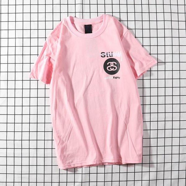 New Designer Mens Tshirt White Pink Couple Tshirts Tide Brand