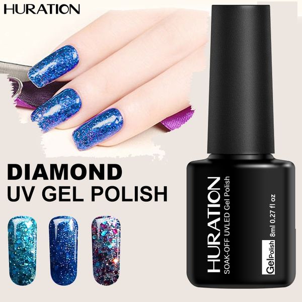 

huration nail gel polish diamond shiny uv gel nail polish shiny diamond semi permanent hybrid varnish manicure set, Red;pink