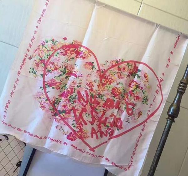 

2019 spring and summer new heart graffiti silk printed ladies scarf travel sunscreen shawl, Blue;gray