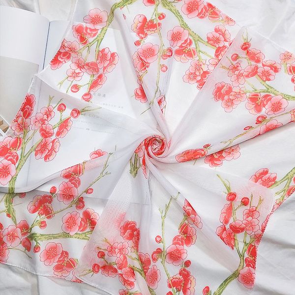 

cycling caps & masks scarf summer thin sunscreen all-match small square female autumn and winter chiffon neckerchief, Black