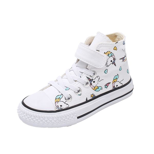 

2019 girls unicorn boots rainbow vulcanized canvas boots big girls and boys sneakers winter ankle boots hook & loop shoes 25-38 y200104, Black;grey