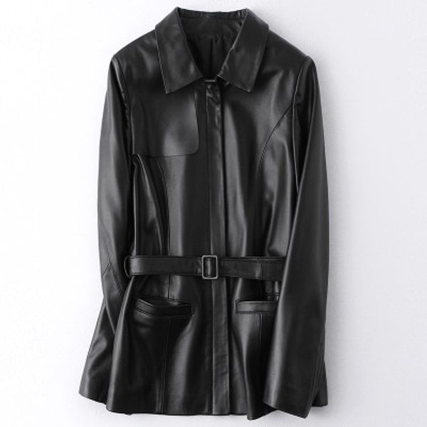 

2019 new fashion genuine goat leather jacket h51, Black
