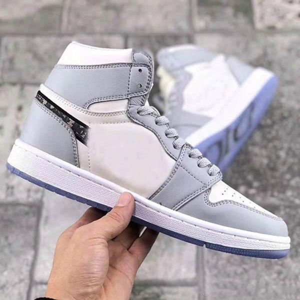 

with box premium 1s high og grey basketball shoes for men womens embossed on the upper baskets sports trainers sneakers
