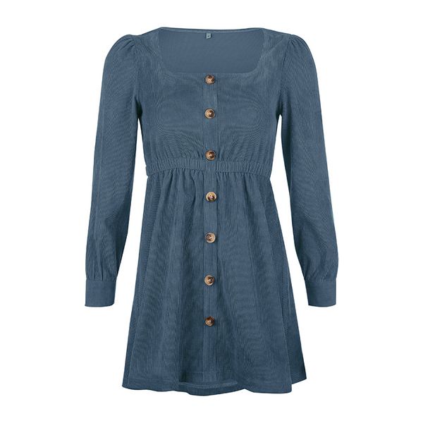 

amazon dress мода красивая осень новый 2019 внешняя торговля горячий стиль женщин вельвет квадратный воротник тонкий платье, Black;gray