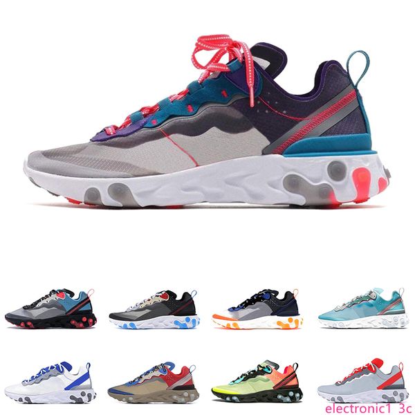 

react element 87 55 running shoes for men women red orbit triple black white mens trainers sports sneaker size 36-45, Black;green