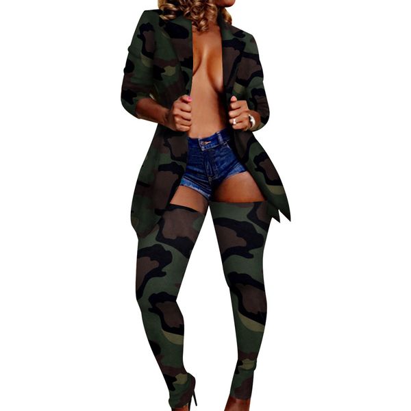 

womens 2 piece outfits floral leopard print long sleeve blazer jackets over skinny knee tights legging pants set, White