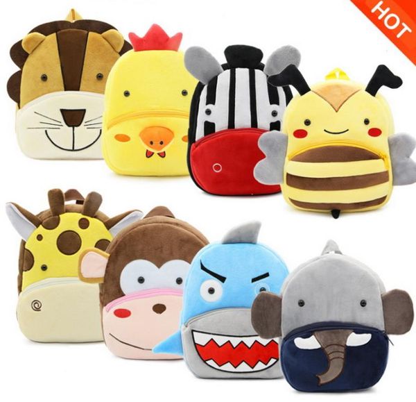 

dhl 50pcs 3d cartoon plush children backpacks kindergarten schoolbag animal school bags girls boys backpacks diaper bag