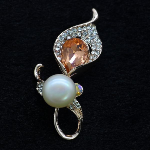 

2018 natural freshwater pearl jewelry 12-13mm pearl alloy brooch for wife's surprise gift, Gray