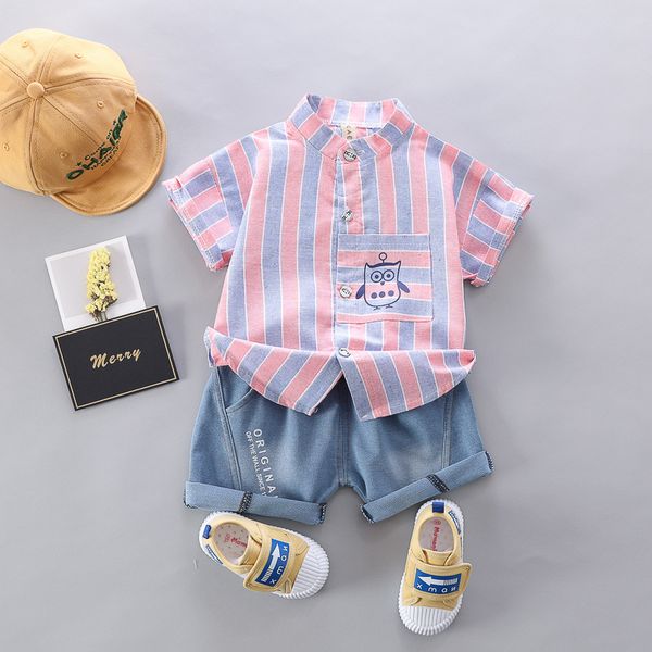 

baby boy clothes sets 2020 summer casual toddler boys cotton shirt + shorts 2pcs toddler outfit suits for baby boys tracksuits, White