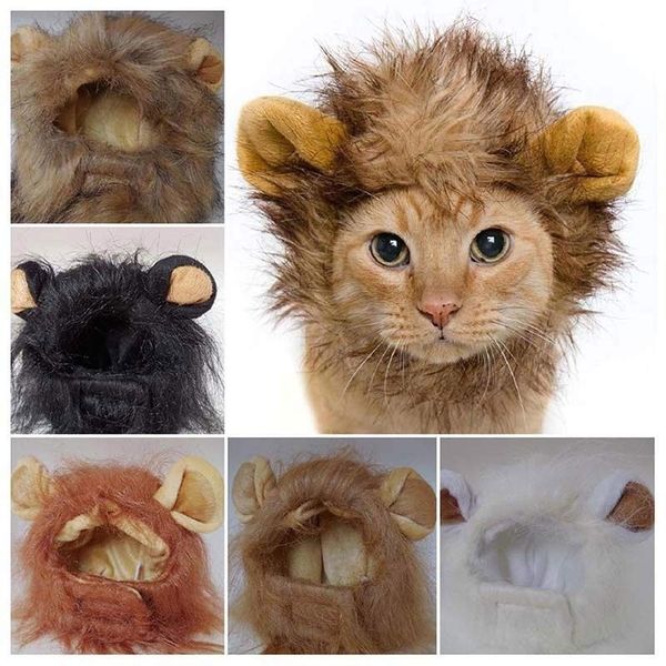 

pet cat emulation lion hair mane ears head caps hats cat dress up wig pet puppy wig funny lion headgear hat