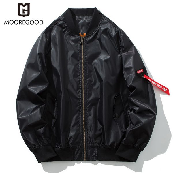 

mooregood pilot men's jacket winter casual zipper male jackets hip hop men's stand collar jacket coat plus size 5xl, Black