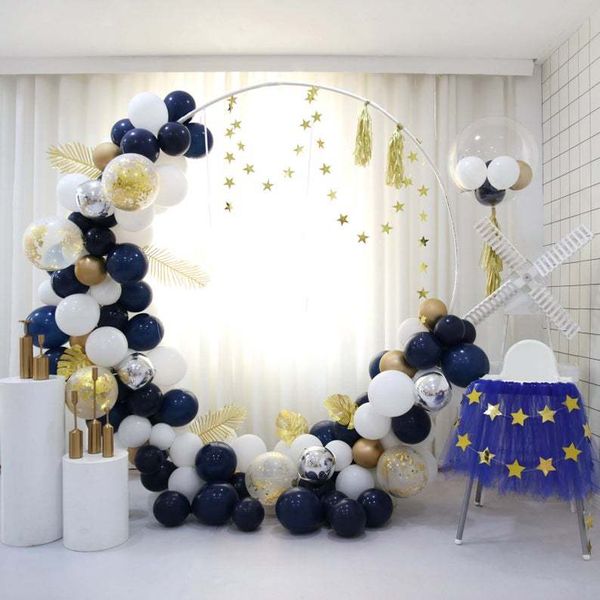 10 pés Círculo Balão Garland Hoop Kit amarelo azul rosa Balloons Folhas Tassel Fundo Wedding Anniversary Party aniversário Decor T200526