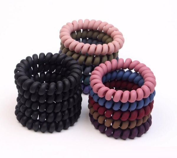 

women telephone wire cord hair tie elastic hair bands ring girls accessories rubber band headwear spiral shape hair ties 100pcs ship, Pink