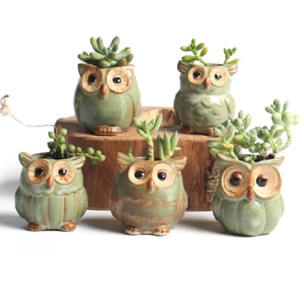

owl planters pots ceramic garden flower glaze base set succulent plant pot cactus plant flower pot container planter bonsai pot gift an2422