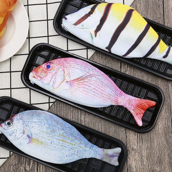 

cute creative fish-shaped pencil case simulation salted fish storage bag korean style fabric pencil case school supplies