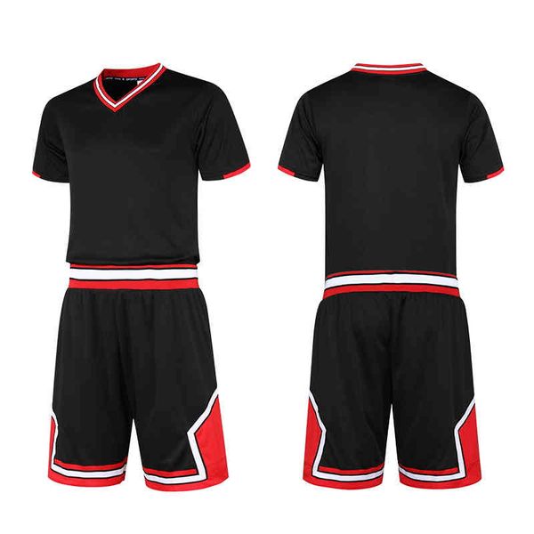 

2020 new custom basketball jersey mens embroidery logos 100% stitched basketball sets 096, Black;red