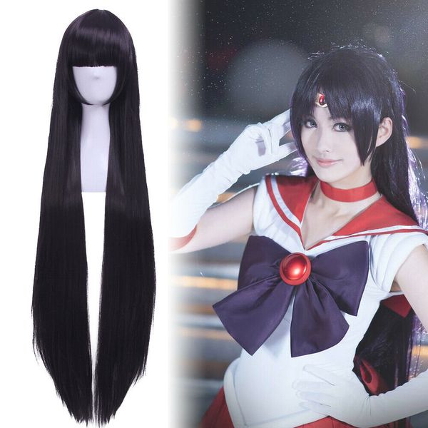 Mars Hino Rei Gokou Ruri Neko Parrucca cosplay diritta viola scuro lunga Capelli anime