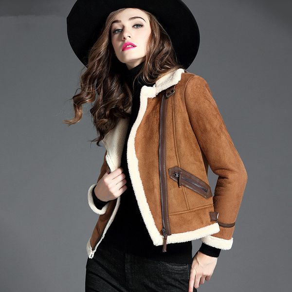 

2019 autumn winter jacket women warm suede parka fur coat female lamb fur coats and jackets women coats pp108, Black