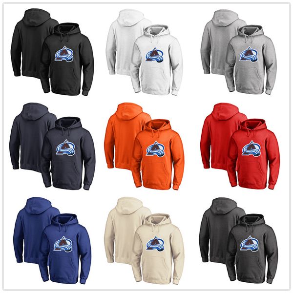 

men's colorado avalanche fanatics branded black ash white red orange embroidery primary logo pullover hoodies long sleeve outdoor wear, Blue;black