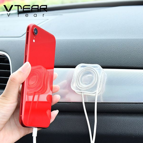 

vtear universal multi-function phone holder rubber gel pad mobile cable winder sticker styling accessories decoration automobile